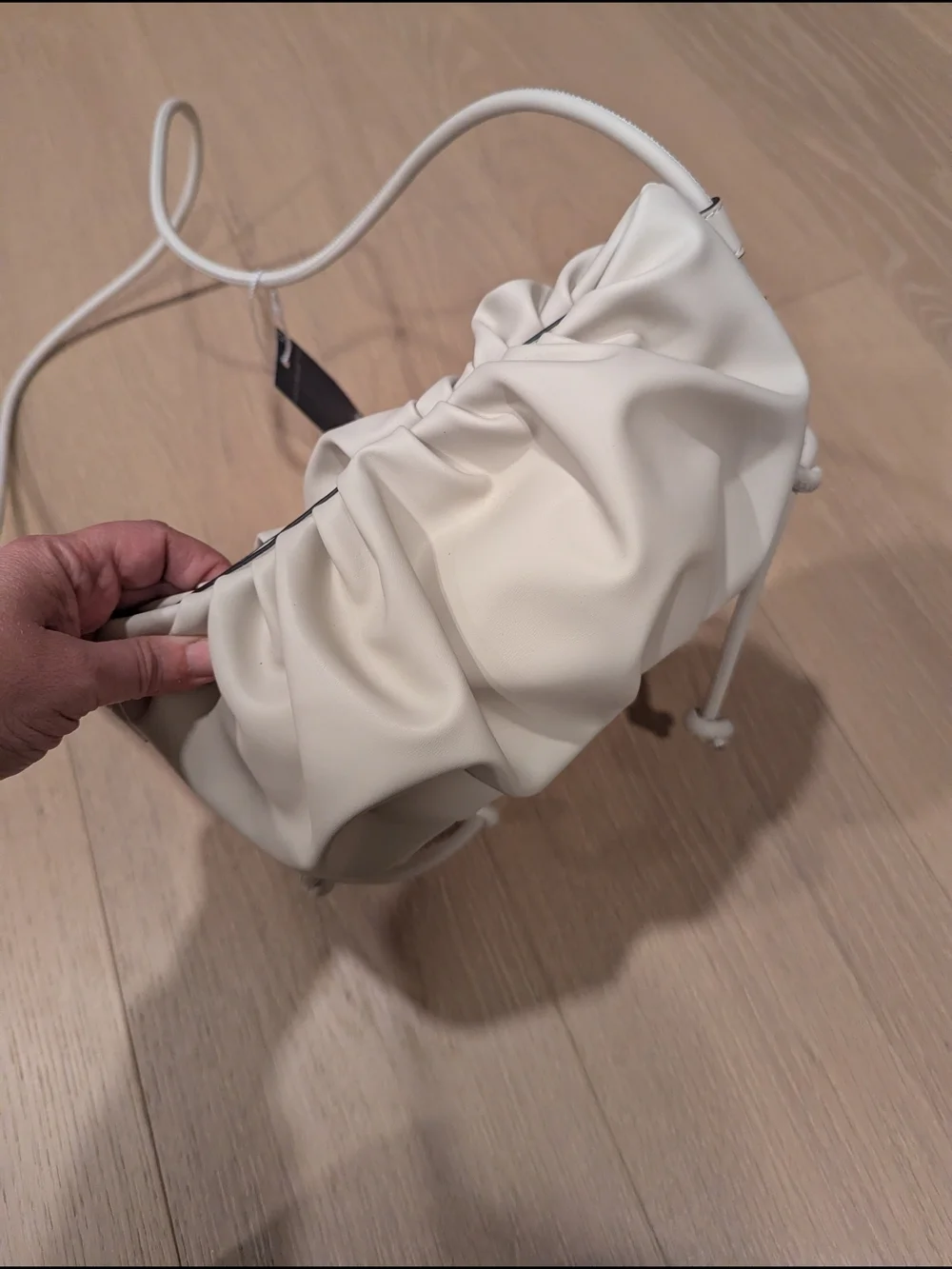 Cream Ruched Crossbody Pouch